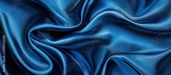 Obraz abstract blue satin fabric background with soft folds, creating