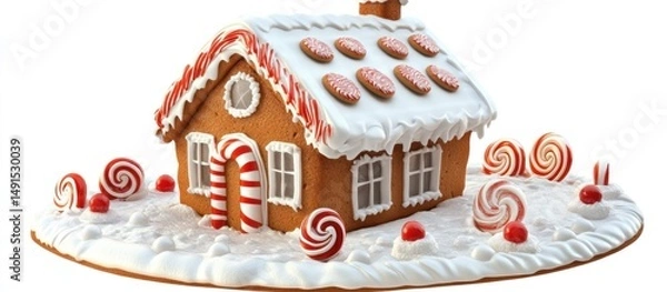 Obraz festive gingerbread dream house adorned with delightful sweets,