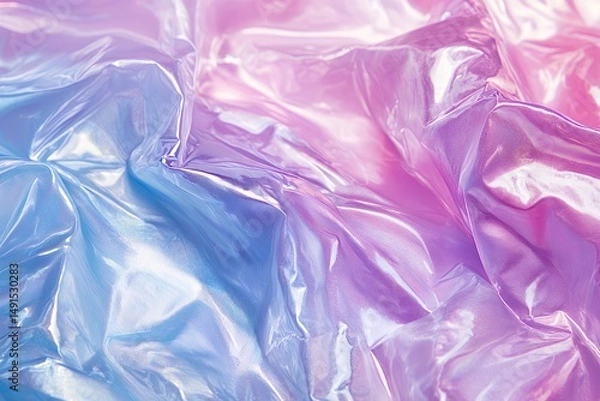 Fototapeta Iridescent Fabric: Crumpled Texture in Pastel Gradient
