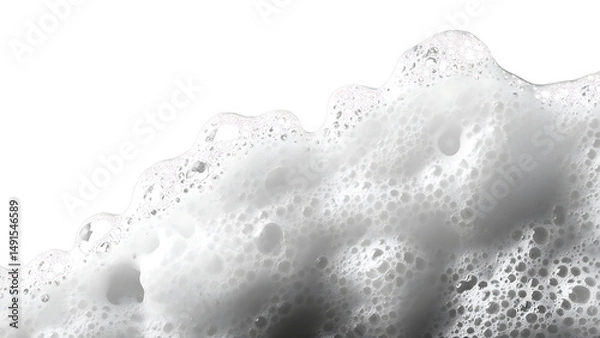 Fototapeta Abstract white soap bubble foam texture on transparent background.
