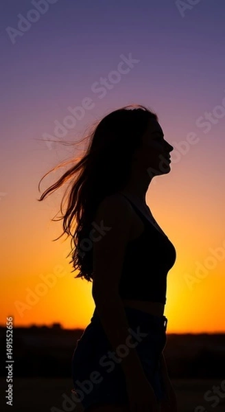 Obraz Sunset Silhouette: Serene Strength AI Generated