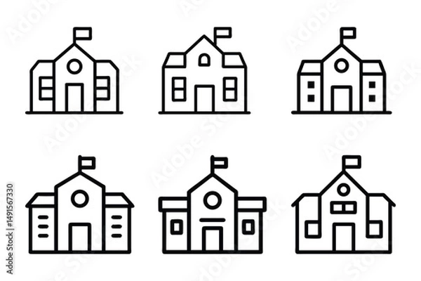 Obraz Set of school building icon vector illustration on white background