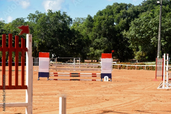 Fototapeta training center, equestrian, jockey club, horse riding, equestrianism, equestrian competition, obstacle course, cross-country jumping, equestrian training, horse riding
