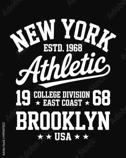 Fototapeta New York, Brooklyn typography, badges set for t-shirt print. Varsity style t-shirt graphics
