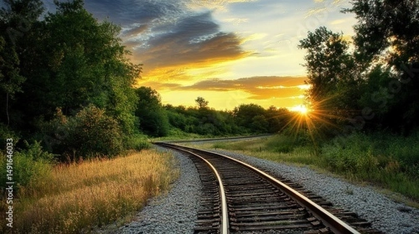 Obraz railway in the sunset