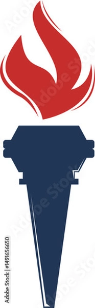 Fototapeta Minimalist Fire Torch Icon Element