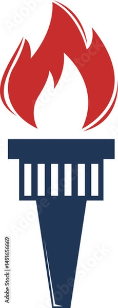 Fototapeta Minimalist Fire Torch Icon Element