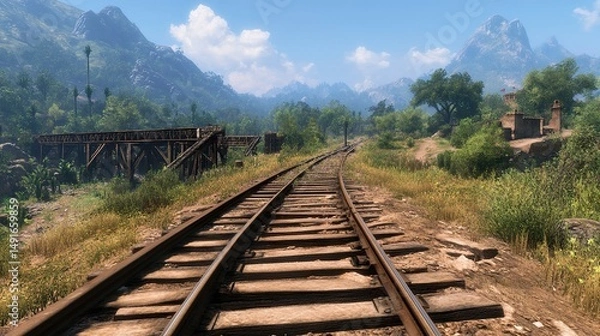 Obraz railroad in the mountains