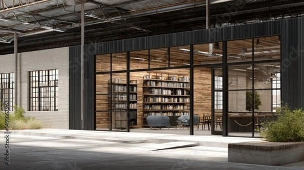 Obraz Bookstore facade with large windows.