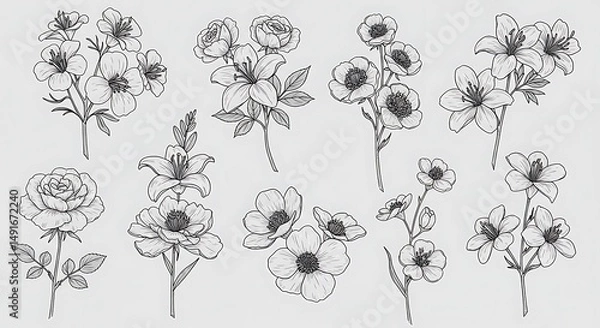 Fototapeta Botanical Linework Reverie