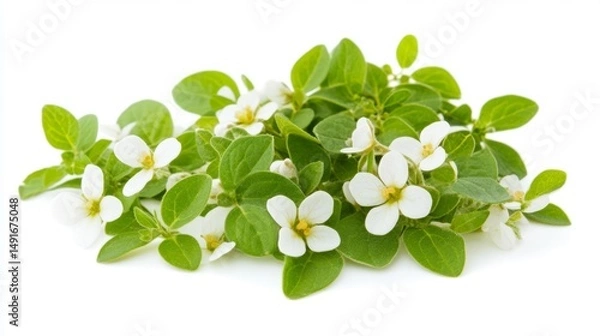 Fototapeta Close-Up of Bacopa Monnieri Herb in Capsule Form with Fresh Leaves