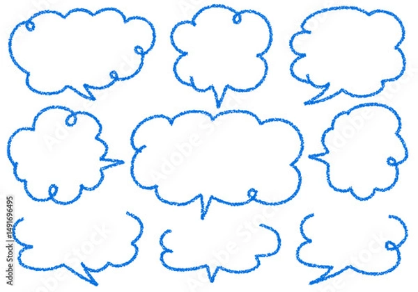 Fototapeta クレヨン素材　手描きのふきだしセット