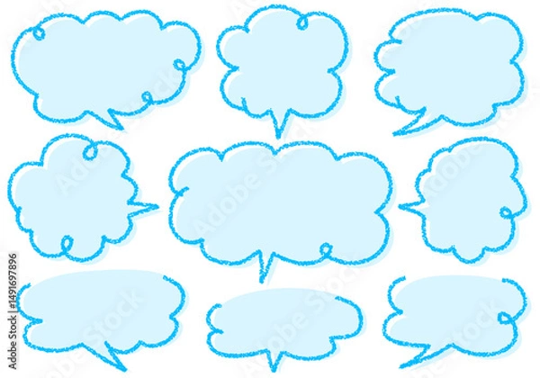 Fototapeta クレヨン素材　手描きのふきだしセット