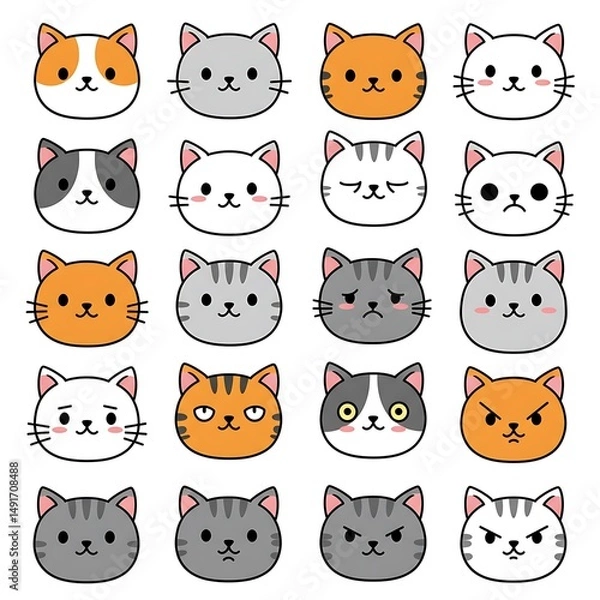 Fototapeta Purrfectly Adorable Cat Faces AI Generated