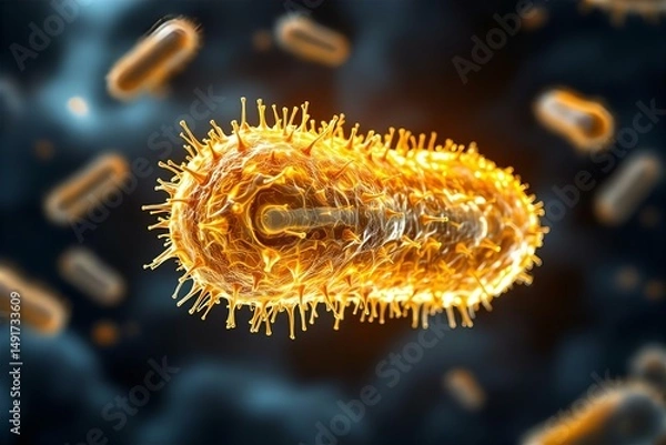 Fototapeta Monkeypox Virus Illustration: Close-up Microscopic View of Viral Particle, Infectious Disease, Medical Research, Scientific Visualization