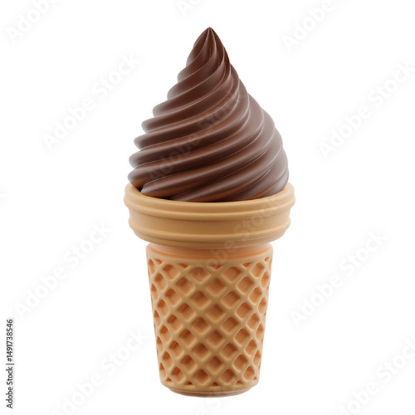 Obraz Chocolate ice cream cone 3d illustration