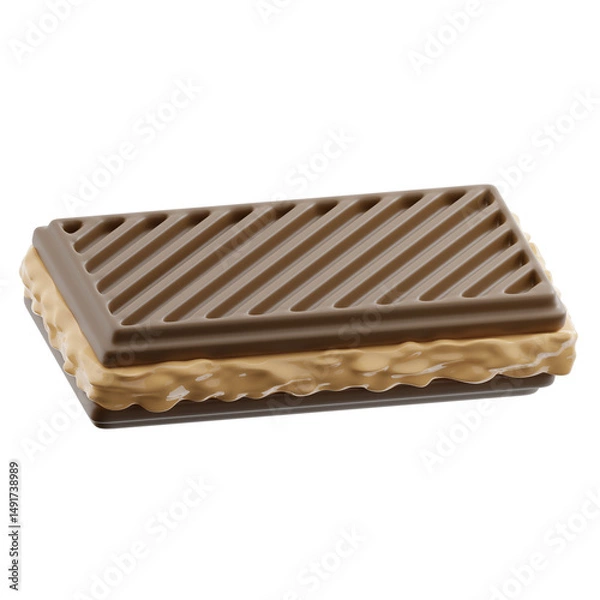 Obraz 3d illustration of wafer biscuit with chocolate and cream filling