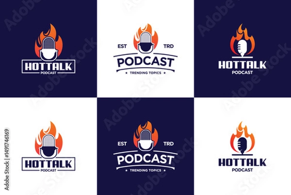 Obraz Podcast logo design collection. Trending topic logo template