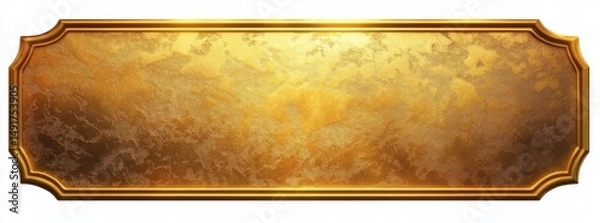 Fototapeta elongated rectangular gold plaque with ornamental rounded corners and textured metallic surface