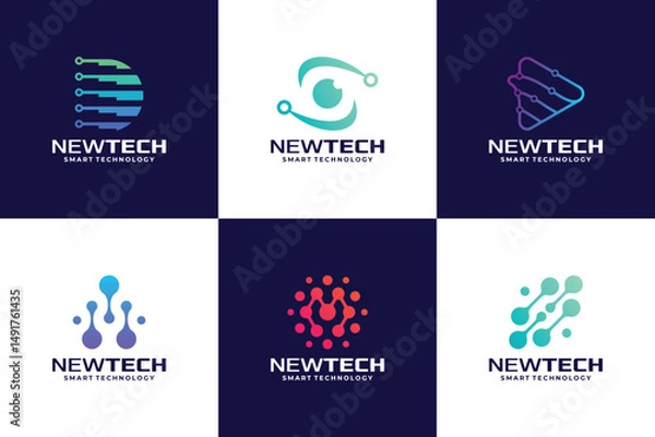 Obraz Dot connection logo design for technology symbol