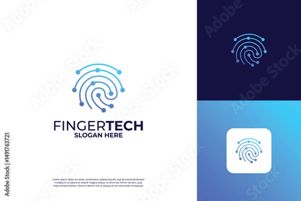 Fototapeta Security system logo design with fingerprint concept