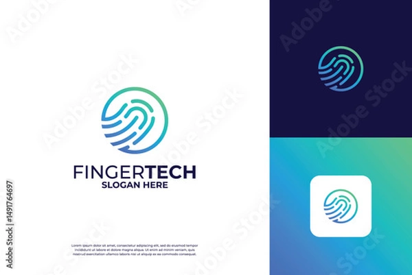 Fototapeta Fingerprint logo design for technology security system