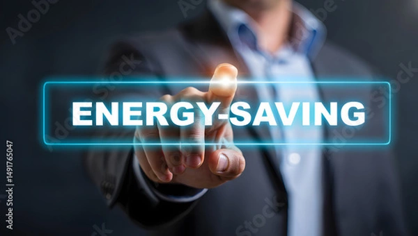 Fototapeta Energy saving tips and solutions for home and business to reduce costs and improve sustainability