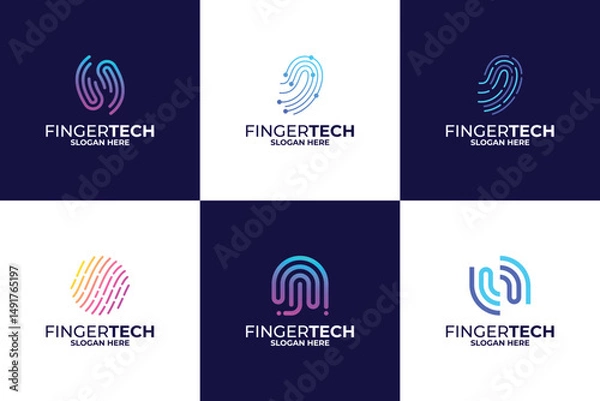 Fototapeta Set of Fingerprint logo design for technology security system