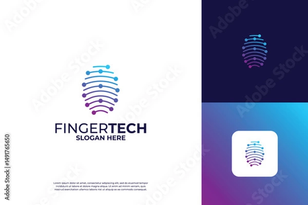 Fototapeta advanced fingerprint security system technology logo design