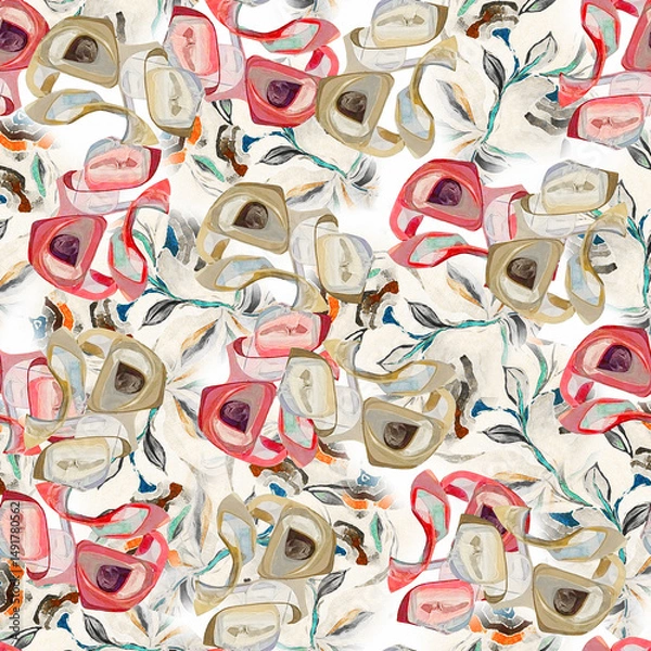Fototapeta seamless pattern with watercolour flower