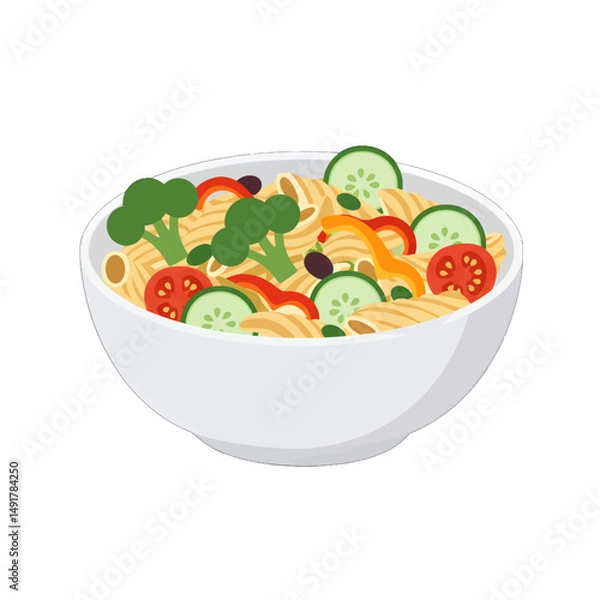 Obraz Colorful Pasta Salad In White Bowl