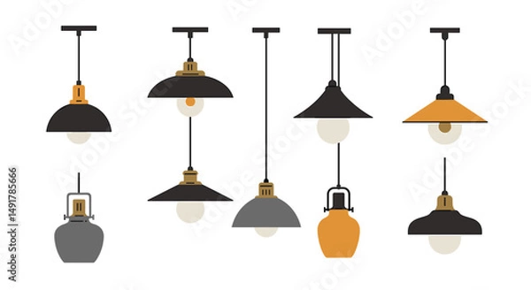 Fototapeta Industrial ceiling lamp vector pack
