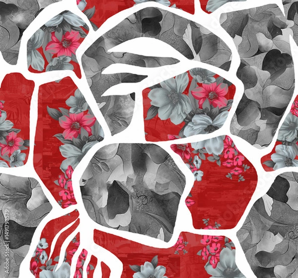 Fototapeta skull and bones in red