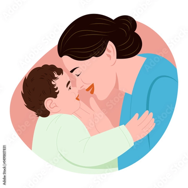 Fototapeta A flat style illustration showing nuzzling