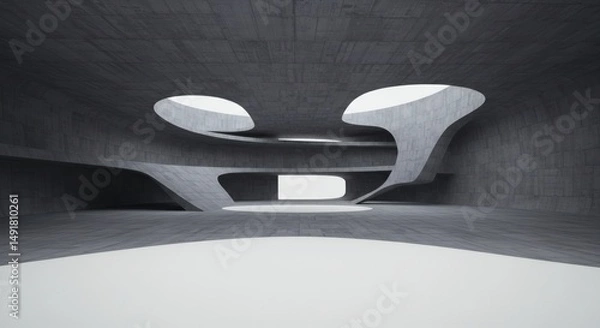 Fototapeta brutalism empty  abstract architecture building black and white