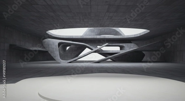 Fototapeta brutalism empty  abstract architecture building black and white