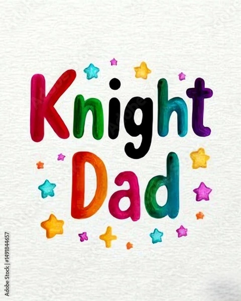 Obraz Colorful Watercolor Knight Dad Text Art with Stars