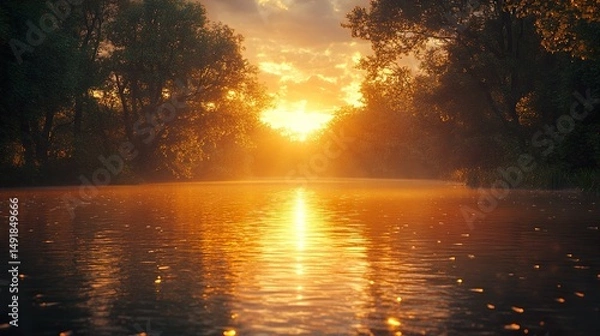 Obraz sunset on the river