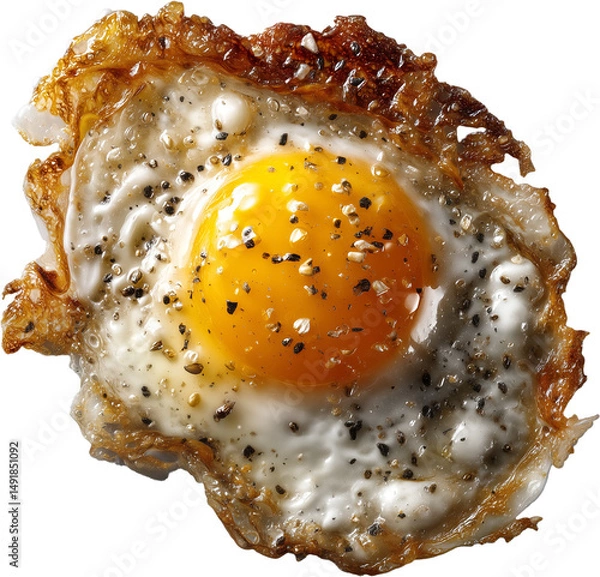 Obraz Fried Egg with Glossy Yolk and Crispy Edges