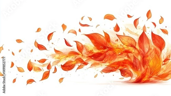 Obraz Abstract fiery leaves design