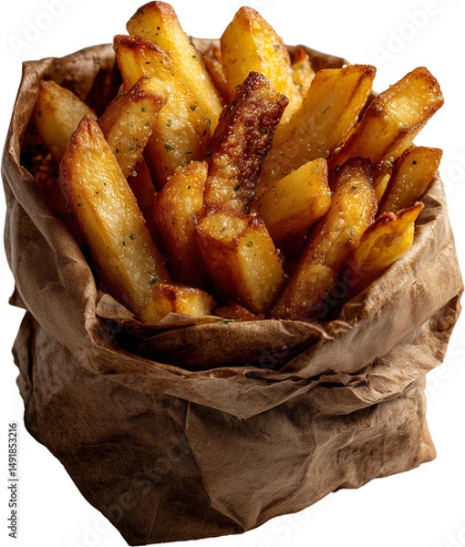 Obraz Golden French Fries in Paper Pouch