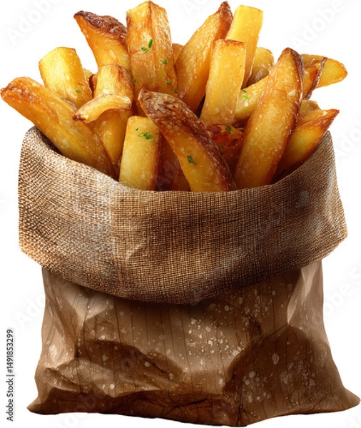 Obraz Golden French Fries in Paper Pouch