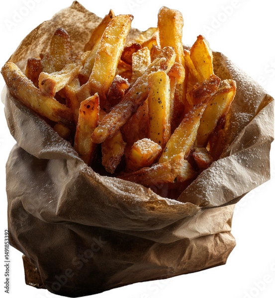 Obraz Golden French Fries in Paper Pouch