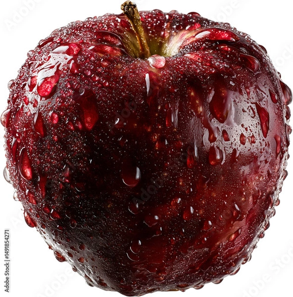 Obraz Glossy Red Apple with Water Droplets