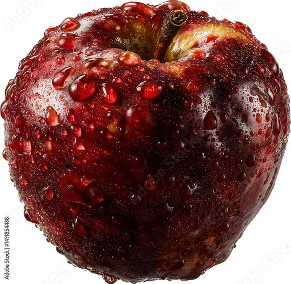 Obraz Glossy Red Apple with Water Droplets