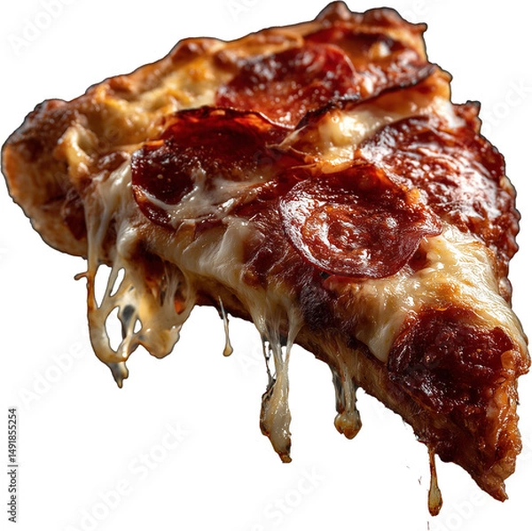 Obraz Pepperoni Pizza Slice with Melted Cheese and Crispy Crust