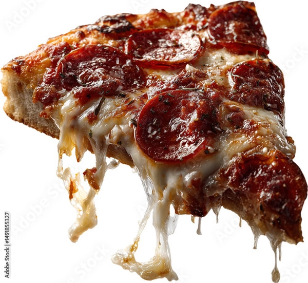 Obraz Pepperoni Pizza Slice with Melted Cheese and Crispy Crust