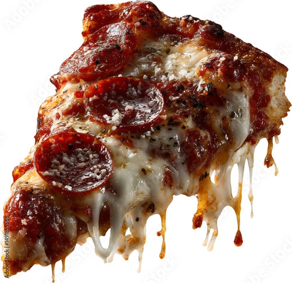 Obraz Pepperoni Pizza Slice with Melted Cheese and Crispy Crust