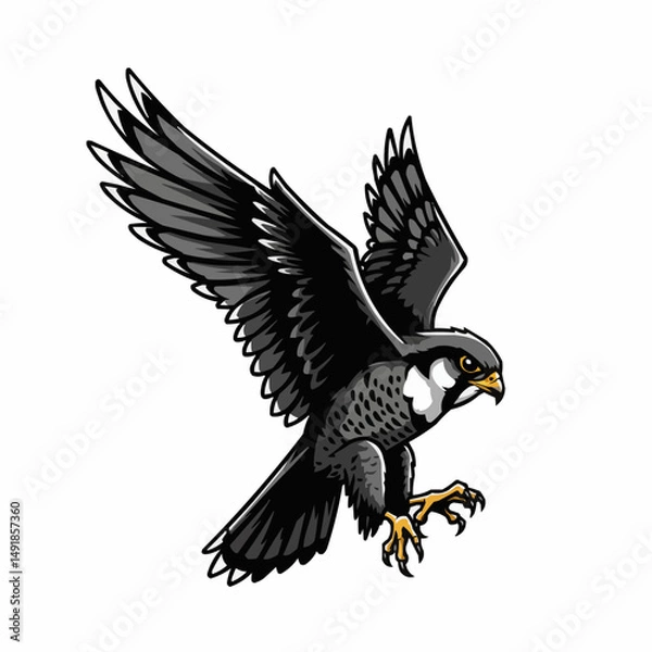 Fototapeta Stylized avian wings display detailed feathering and shading in grayscale tones
