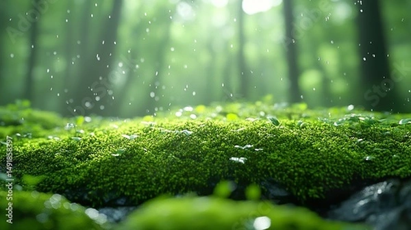 Obraz water drops on green grass